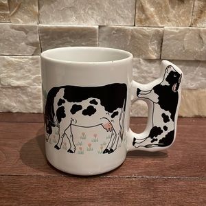 Vintage cow mug with cow handle